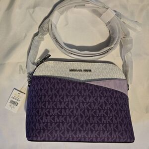 Michael Kors Jet Set Purple and White Crossbody Bag